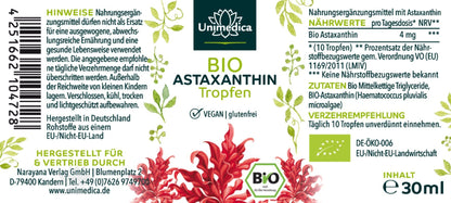 Astaxanthin Tropfen - 4 mg pro Tagesdosis (10 Tropfen) Bio - 30 ml