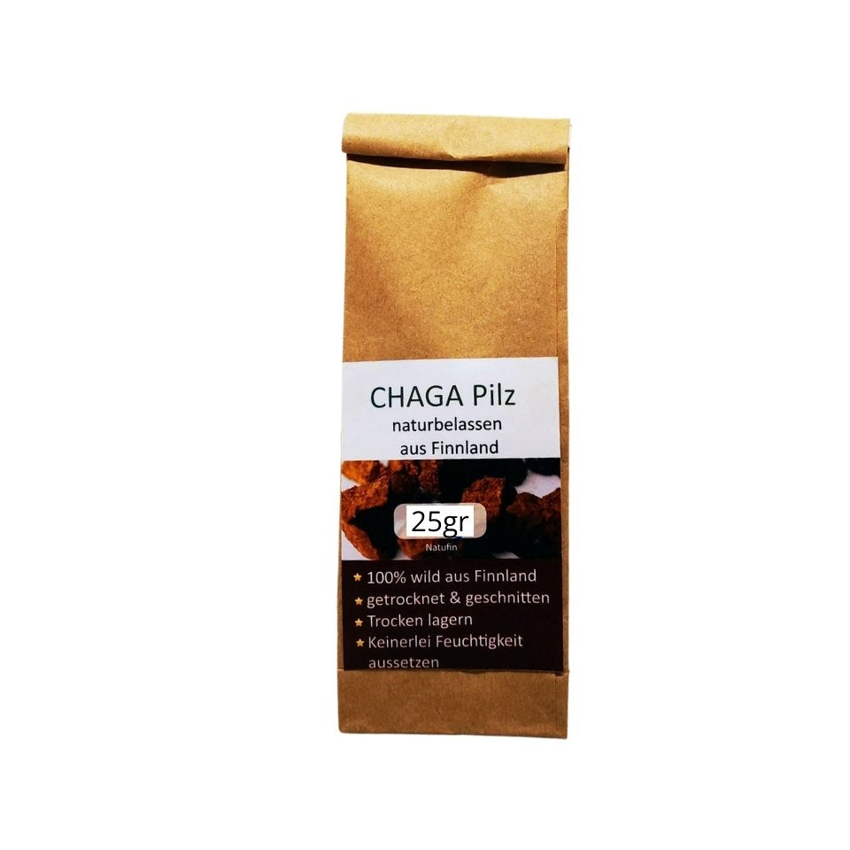 Finnischer Original Chaga Pilz Kornkammer Natur Wildsammlung 1a Qualität 25g