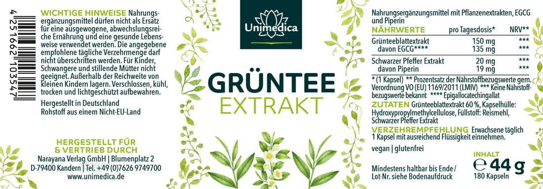 Grünteeblatt Extrakt -  45 % Epigallocatechingallat (EGCG) Etikett