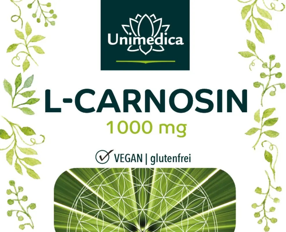 L-Carnosin - 1000 mg pro Tagesdosis (2 Kapseln) - hochdosiert - 60 Kapseln Etikett Mitte