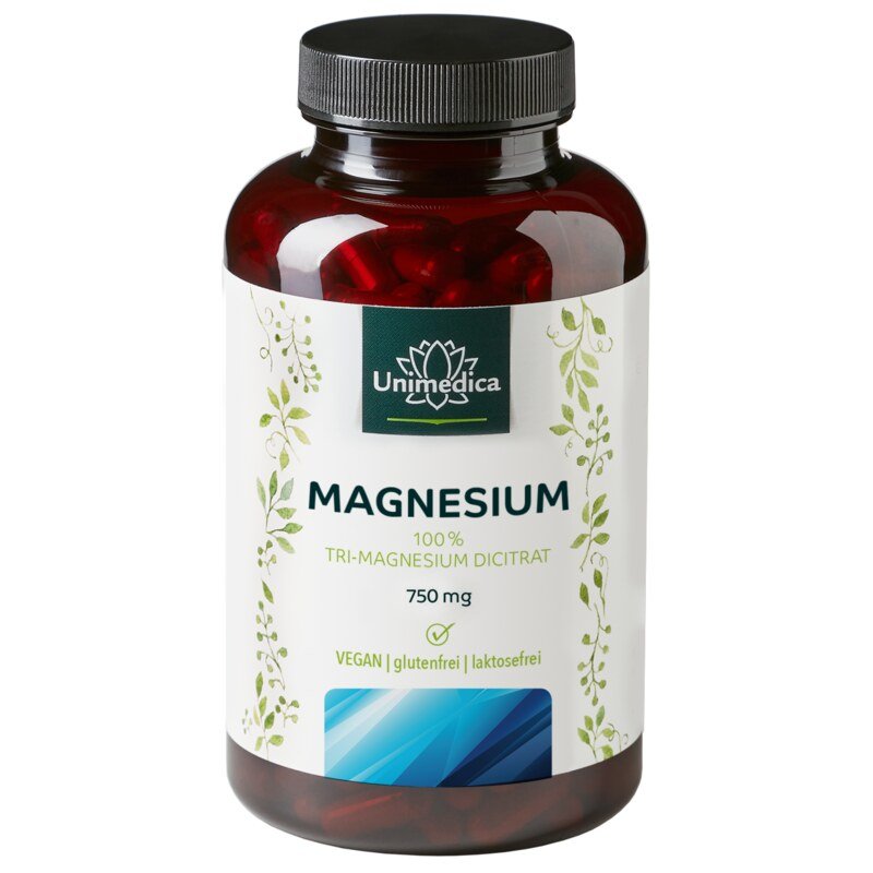 Magnesium in Kapseln Magnesiumcitrat - Tri-Magnesium-Dicitrat - 360 mg elementares Magnesium pro Tagesdosis (3 Kapseln) - 180 Kapseln