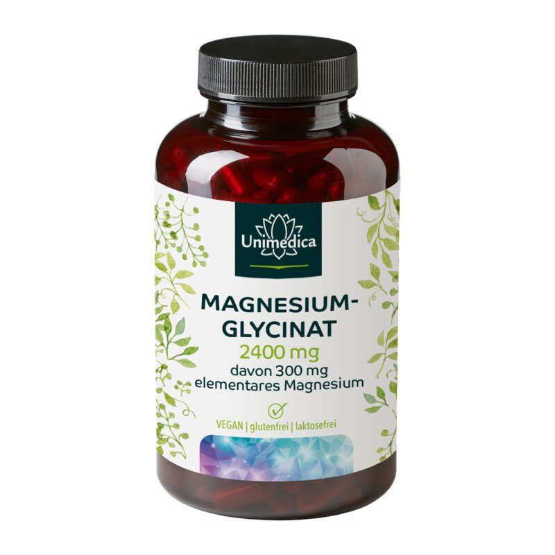 Magnesiumglycinat - 300 mg elementares Magnesium pro Tagesdosis (3 Kapseln) - 180 Kapseln